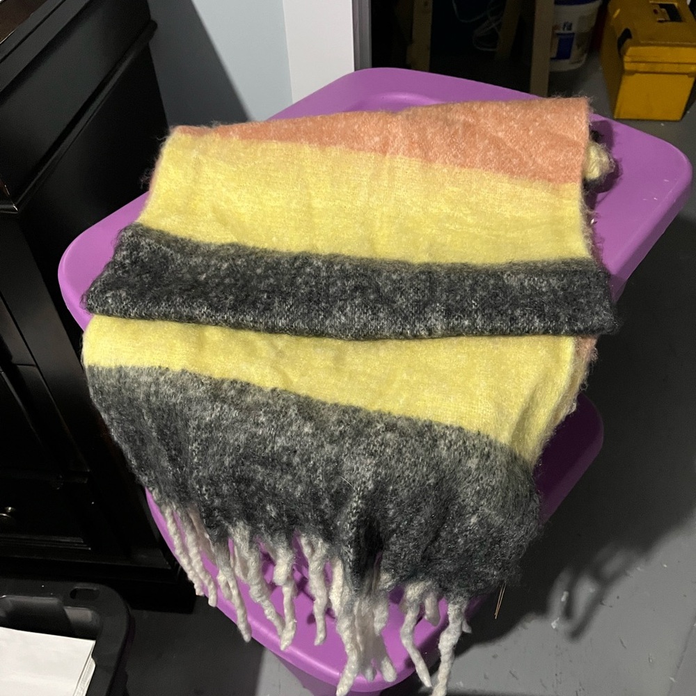 Multicolor Striped Scarf with Fringe
